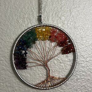 Eco friendly natural hand-crafted copper tree of life circle wall decor hanging